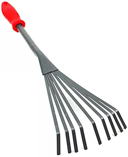 Harke Laubbesen Kleinrechen Garten Laub Rake | Handheld Strauch Rechen | Für Reinigung Blätter Hinterhof Bauernhof | 9-Zahn-Mid-Griff-Rasen Rake