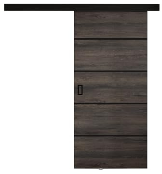 Mirjan24 Sistema Porte Scorrevoli Fulmar Plus con Chiudibili, Porte Interne, Set completo per Porte Scorrevoli con Pareti Divisori (Frassino Scuro, Modello 80)