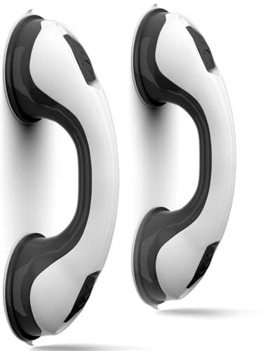 Duschgriff (2er-Pack) 30.5 cm Haltegriff für Badewannen und Duschen, Haltegriffe mit Saugnapf, rutschfester Griff, Handlauf, Sicherheit für ältere Menschen, Senioren, Glas, Hartplastik