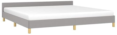vidaXL Sängram med huvudgavel ljusgrå 200x200 cm tyg, säng, sovrumsmöbel, sängbotten, sängar, sovrumsmöbler, dubbelsäng, dubbelsängar, tygsäng