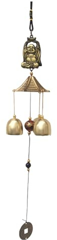 Tissting vintage metall vindspel 7 klockor feng shui dekor för hem trädgård – elegant kopparlegering vindspel perfekt för inomhus utomhus dekoration gåva för speciella tillfällen 30 cm/12 tum