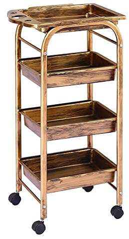 Friseurwagen, Rollwagen Mit 4/5 Schubladen Haartrockner Halter Home Friseur Aufbewahrungsregal für Friseur, Nageltechniker, Make-up (Farbe : Gold-A, Größe : 35x30x80cm)