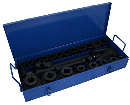 3/4in + 1in Drive Metric Impact Socket Set 21mm – 65mm with Ratchet 26pc Set