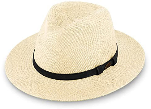 fiebig Traveller Panamahut | Hochwertiger Sommerhut mit verstellbarem Innenband | Natur Sonnenhut mit breiter Krempe (63-XXL, Natur)
