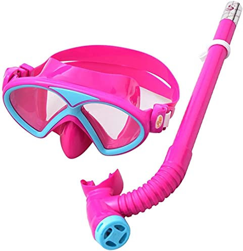 Samnuerly Vollgesichtsschnorchel-Schnorchelset für Kinder, Antibeschlag-Tauchmaske, Kinder-Schwimmbrille, Schnorchelausrüstung mit Atemschlauch für Jungen und Mädchen von 5–8 Jahren (Pink)