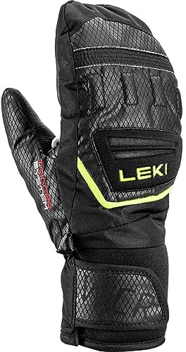 LEKI Guantes para niños WCR Team 3D, Color Negro y limón, Talla EU 7