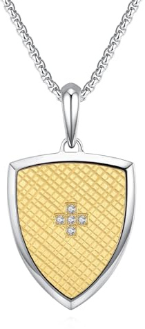 GAVU Herren Goldener Edelstahl Schild Anhänger Halskette 50cm