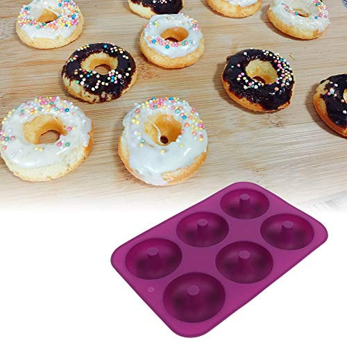 Moule à beignet à 6 cavités en silicone, donut en silicone, mousse chocolat (violet)