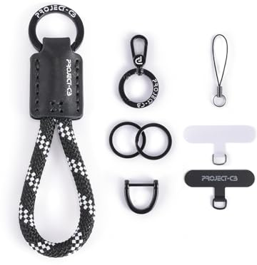 project-cb Correa de Dedo para Teléfono Celular, Finger Strap, llavero, Enganche Móvil Colgar 2, Anillas para Llaveros 2, Cuerda para móvil(SombraNegra-B)