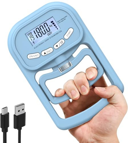inaepeak 180 kg tester di forza di presa, dinamometro elettronico ricaricabile, tester digitale della forza della presa con display LCD, dinamometro con impugnatura regolabile per esercizi di forza