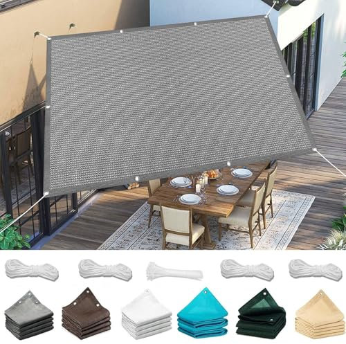 Vela Ombreggiante Parasole 150 x 200 cm Rettangolare Protezione UV 98% Telo Tenda da Sole a Vela Protezione Solare per Auto Cane Serra Giardino Pergola, Grigio Chiaro