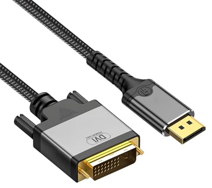 baolongking DisplayPort-auf-DVI-HD-Kabel, geflochtener Nylon-Adapter, 4K @ 30Hz für Desktop, Laptop, HDTV, Monitor, Projektor (1,8 m)