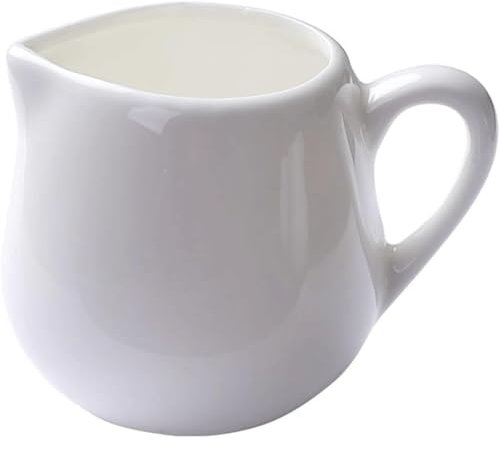 ZQDUFEA Salsera de cerámica Blanca, Mini Jarra de Leche, Accesorios de café, Bote para Salsa con Mango ergonómico, Plato para Servir Salsa