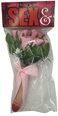 LET'S GO BY G.O. SRL LSG - NET TOYS Mazzo di Fiori Addio al Nubilato | Bouquet da Sposa con atrezzo | Fiori Addio al Celibato | Accessorio sorprendente (ROSE ROSA)