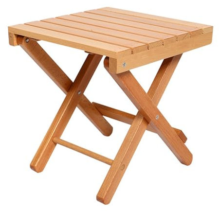 Porceosy Leichter tragbarer Holz-Klapphocker, für drinnen und draußen, zusammenklappbarer Hocker für Camping, Jagd, Picknick, Angeln, Mini-Klappstuhl, Braun