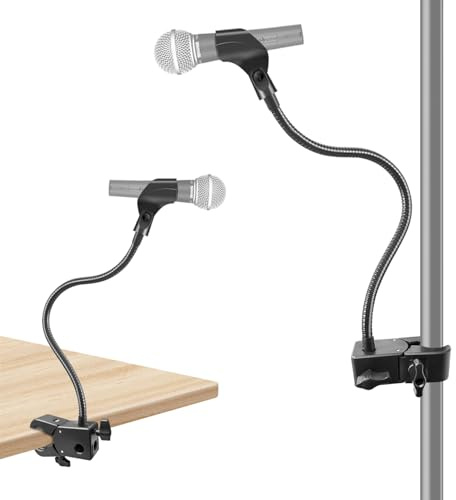 Microphone Stand, Versatile Mic Arm for Desk Pole Tripod, Gooseneck Mic Stand Desk Mount with Super Clamp Mic holder and 3/8 to 5/8 Adapter, Fits for Blue Snowball and Other Microphones (21 Inch)