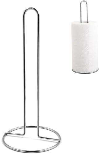 PARENCE.- Porta asciugamani grigio 32 cm - Portarotolo da cucina metallico 12×12×32 cm, dispenser verticale stabile, finitura opaca, compatibile con rotoli standard