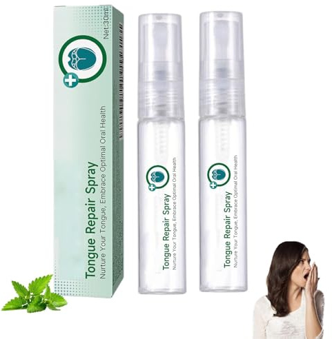 Glosshield de reparación de lengua en aerosol, reparación de lengua spray de salud oral, aerosoles que actualiza rápidamente su respiración, para lenguas blancas y boca seca, dos veces (2pcs)