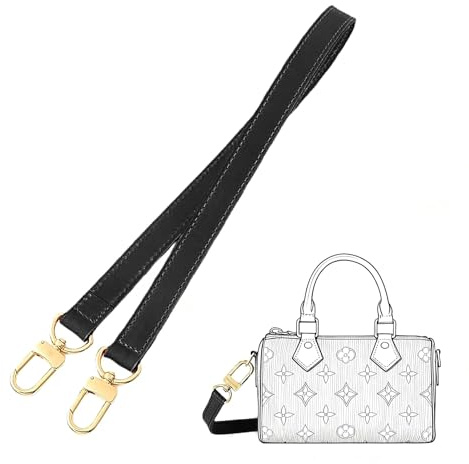 MMDOCO Vachetta Leder Ersatz Schulterriemen für Speedy Handtaschen, für Gracefull Taschen, Handtasche Schulterriemen, hochwertige Lederriemen(Länge:55cm,Breite:1.8cm-Schwarz)