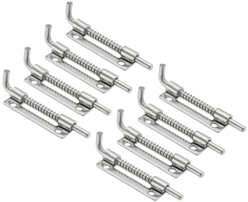 QUARKZMAN Perno Di Bloccaggio A Molla 3,35x0,69 Acciaio Inox Argento 8pz | Catenaccio A Molla Sinistro, Per Ante Di Armadi, Porte Di Rimorchi, Cassapanche, Cancelli