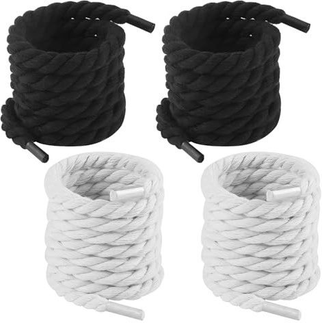Cordones gruesos para Air Force 1 de 140 cm, resistentes cordones de repuesto para zapatillas, botas y zapatos informales, perfectos para diseños de bricolaje, color blanco y negro, 4 pares