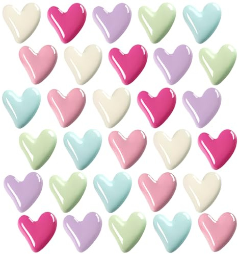 Zasjon 30 Pezzi 3D Calamite Frigorifero a Forma di Cuore Colorate | Calamite Potenti Piccole per Lavagna Magnetica, Cucina, Armadio, Ufficio per Regalo o Decorazione Casa