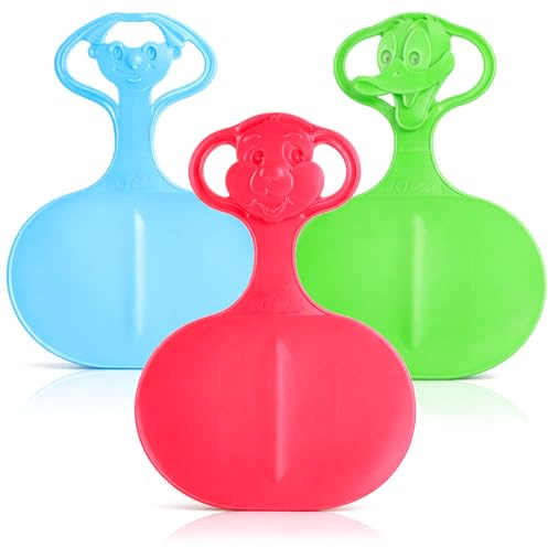 com-four® Schneeschlitten-Set, Schneerutscher für die ganze Familie | Po-Rutscher mit Griff - Schlitten in bunten Farben - Schneeteller - Rutschbob