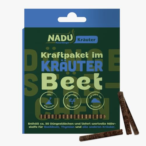 NADU organischer Kräuterdünger, 50 Düngestäbchen – 100% natürlich, Langzeitwirkung, reichhaltige und geschmacksintensive Ernte, haustierfreundlich, Made in Germany