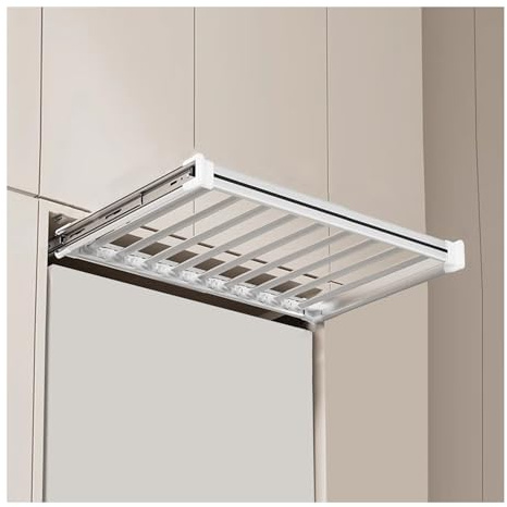 Ausziehbarer Hosenständer, Kleiderstange, Hosenhalter, Krawattenhalter, Gürtelhalter, Schalhalter, oben montierte Kleiderstange, ausziehbare Hosenschublade und wandmontierte Wäschestange für