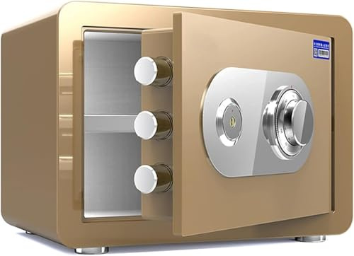 Skåp Lösenordsskydd Brandsäkert och Stöldskyddande Hushållsskåp Litet Stålförvaring(Gold)