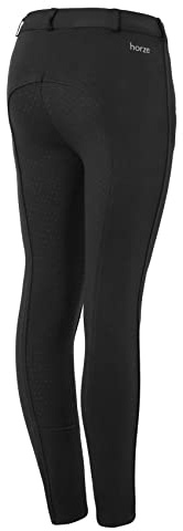HORZE Active Kids' Unisex Silicone Grip Full Seat Horseback Riding Breeches - Black - L