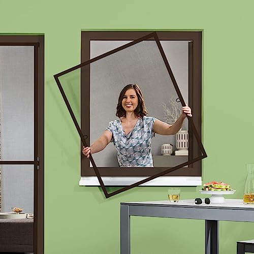 empasa Insektenschutz Fliegengitter Fenster START Fliegenschutz Alurahmen Mückengitter individuell zuschneidbar in weiß, braun oder anthrazit als Selbstbausatz