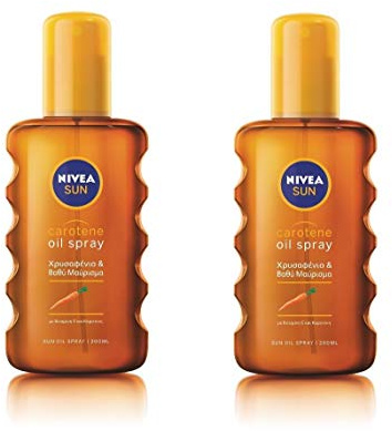 Nivea Sun Carotene Deep Tanning Oil Spray NO SPF, Golden & Lond-Lasting Tan 200ml (Pack of 2)