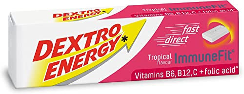 Dextro Energy Glucose Tablets Tropical 47g x 12 Packs Sports, Energy, Endurance
