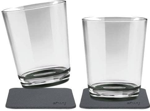 silwy® rutschfeste, bruchsichere Magnet-Trinkbecher (2er Set) in der Farbe Pearl Grey inkl. zwei Metall-Nano-Gel-Pads für standsicheres Platzieren - perfekt für Camping und Boating