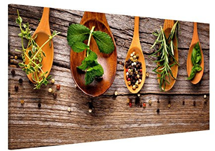 Bilderwelten Magnettafel - Kräuter und Gewürze - Memoboard Panorama Querformat 1:2, Wandbild Magnettafel Pinnwand Magnetboard Magnetpinnwand Magnetwand Stahl Küche Büro, Größe HxB: 37cm x 78cm