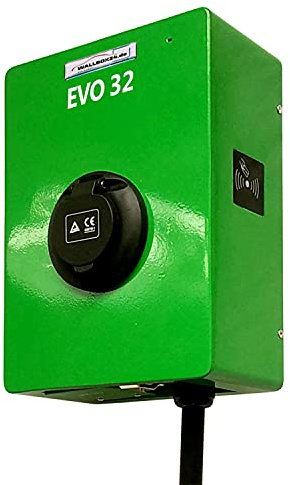 Ladegerät Wallbox EVO Serie 3 Phasen 400V 22kW 32A Typ 2 Steckdose grün für Elektrofahrzeug Hybrid EV
