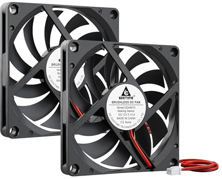 GDSTIME 2 x 80mm Fan 12V Computer Cooling Fan 2500 RPM 2Pin | Axial Cooling Fans For PC Game Console Router Cabinet DVR Exhaust Ventilation Replacement