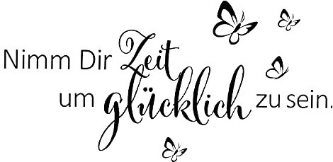 Schwarz Wandtattoo Schmetterlinge für Wanddeko,Sprüche Zitate Nimm Dir Zeit Um Glücklich Zu Sein Wandsticker Wandaufkleber Kleben Aufkleber Wandbilder für Schlafzimmer Wohnzimmer Vorraum Flur Fenster