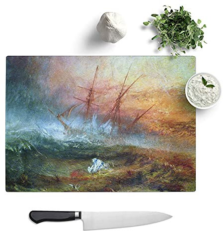 Slave Ship by Joseph Mallord William Turner - Textured Chopping Board - Worktop Saver - Cutting Board - Heat Resistant, Shatterproof and Hygenic - 39 x 28.5 cm