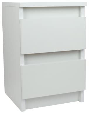 Nachttisch 2 Schubladen 50 x 45 x 35 cm, Weiß, für Schlafzimmer | Kompakte Form, pflegeleichte Oberfläche, vielseitig als Beistelltisch, Nachttisch oder kleiner Wohnzimmertisch