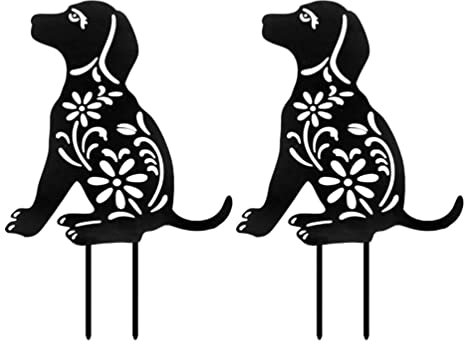 Housoutil Terassendeko Gartenstecker Hund Blumentopf Acryl Tierfiguren Schwarz Dekostecker Garten Blumenstecker Topfstecker 2 Garten Rasen Pflanzentopf Hof Party Dekoration Blumendeko