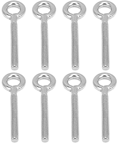 8 piezas M8 Perno de ojo Pernos de anillo de acero inoxidable Soldados a máquina Pernos de tornillo de ojo de varilla de tornillo cerrado para levantar carpa fija y asegurar cables, Perno de ojo,