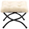 HollyHOME Fußhocker Klappbar Fußablage Fußstütze Faltbar Sitzhocker mit Metallbeinen Fusshocker mit Abnehmbar Gepolsterte Sitzfläche, Plüsch Beige