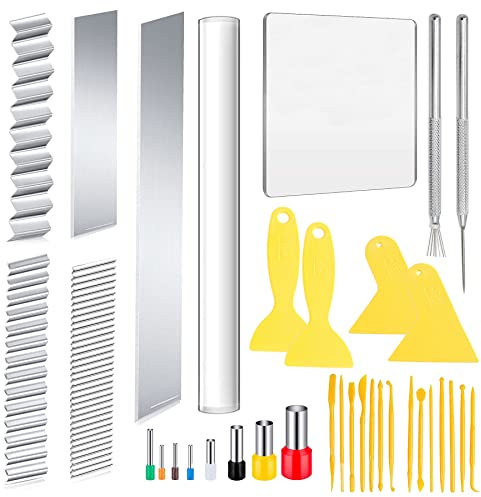 Yayatty 35 Stück Polymer Clay Cutters Set, Acryl Ton Roller mit Acryl-Trägerplatte, Flexible Clay Cutter Blade, Polymer Clay Werkzeuge Set für Tonschnitzerei, Bastelschnitzerei, DIY Modellierung