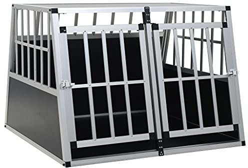 Hundetransportbox mit Doppeltür, Doppeltür-Design, Leicht und einfach zu montieren, 94 x 88 x 69 cm, für Kofferraum des Autos, für mittelgroße und große Hunde