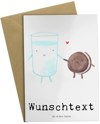 Mr. & Mrs. Panda Grußkarten Personalisiert Milch Keks - Personalisierte Geschenke, Kaffee, Grußkarte, personalisierbar, Kekse, Romantisch, Cookie, Lustige Sprüche, Karte, individuelle, Milk
