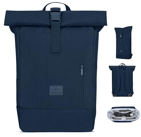 Johnny Urban Rucksack Damen & Herren Dunkelblau - Robin Medium - Rolltop Mit Laptopfach für Uni Business Fahrrad - 15L - Nachhaltig - Wasserabweisend