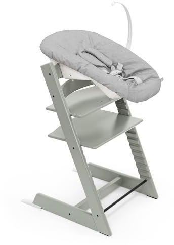 Tripp Trapp Stuhl von Stokke (Glacier Green) mit Newborn Set (Grey) - Für Neugeborene bis zu 9 kg - Gemütlich, sicher & einfach zu verwenden
