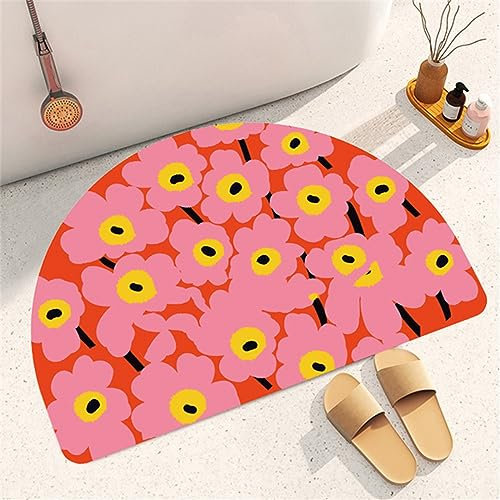 Hinnin Super Absorbierende Badematte Bodenmatte 60x100cm Teppich Läufer Duschvorleger Badematte rutschfest Fußmatten, Schnelltrocknende Badezimmerteppich Fußmatte Dusche, Badewannen Bathroom Mat Pink